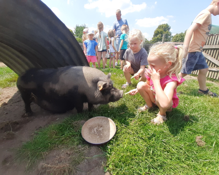 Uitstap naar de tuin van de juf