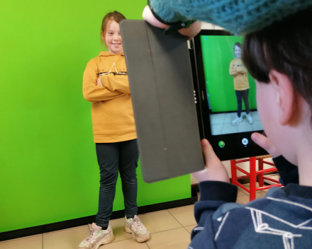 Fotoshoot bij een green screen